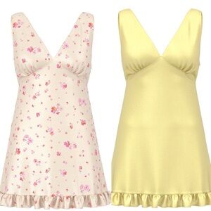 PINK Victoria's Secret Summer Fling Satin Floral and Yellow Dresses
